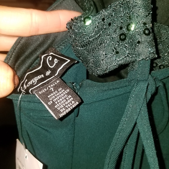 Morgan & co dark green long dress - Picture 6 of 6